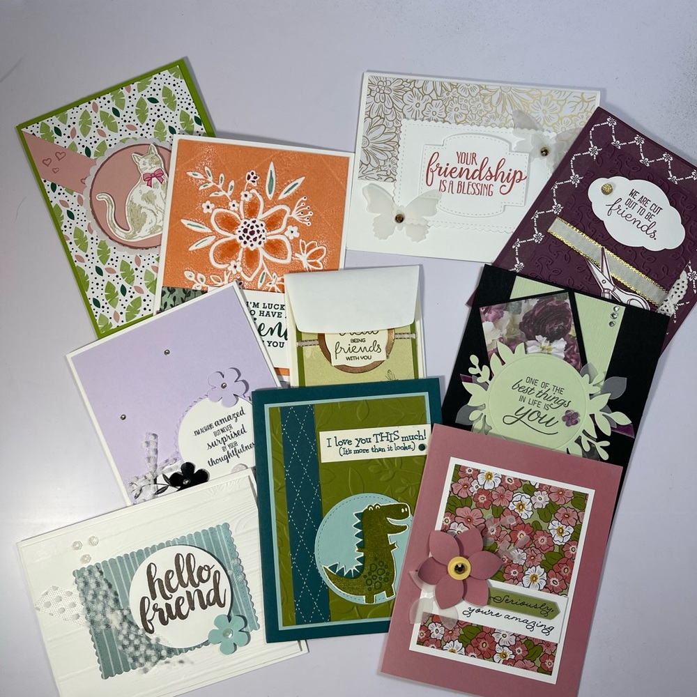 10 Handmade Friendship Stampin Up! Cards, NEW